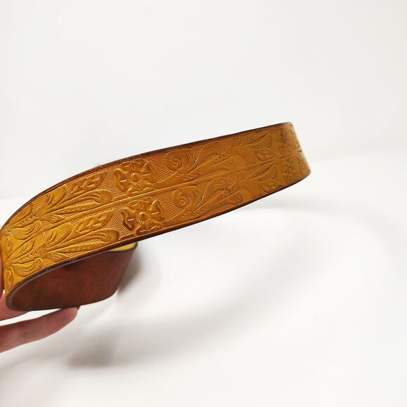 Lauren Ralph Lauren LRL Belt Womens XL Tan Embossed Floral Boho Western main image 4